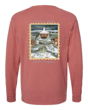 Load image into Gallery viewer, Christmas in Montrose Long Sleeve T-shirt - Painting Design on Back of T-shirt
