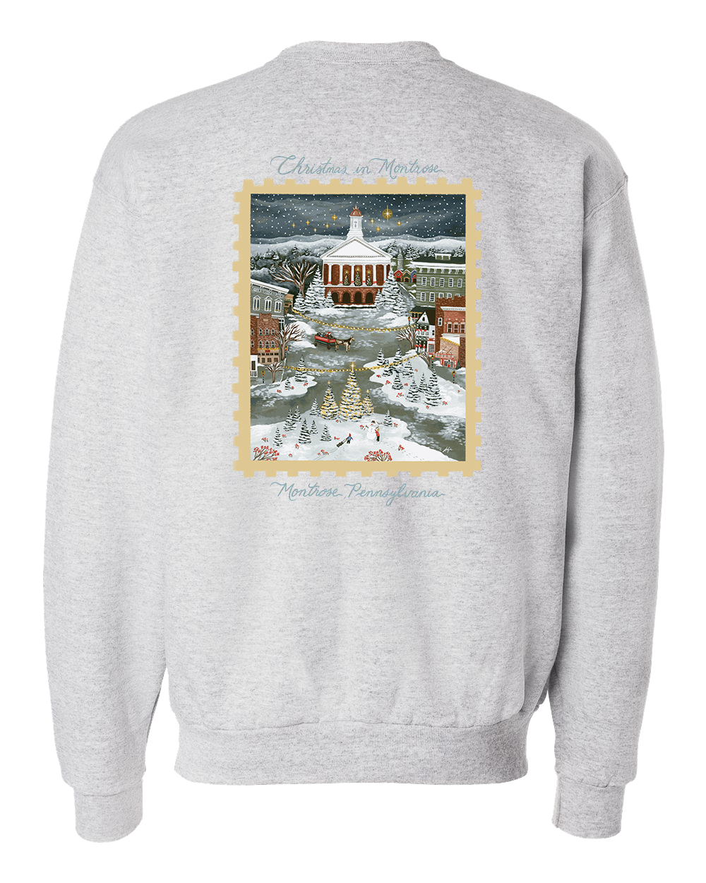 Christmas in Montrose Crewneck Sweatshirt - Painting Design on Back of Sweatshirt